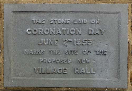 Commemorative stone at Byfield Village Hall